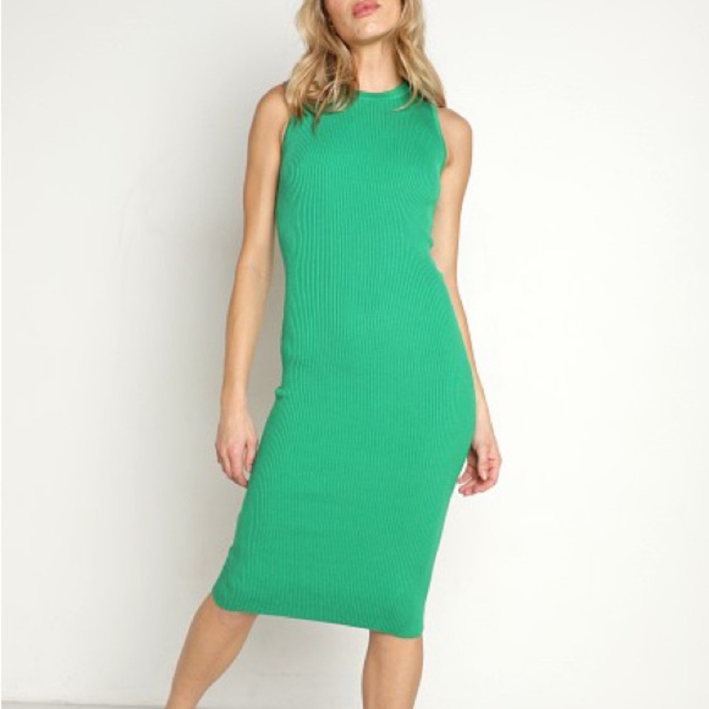 Monrow Sweater Tank Dress in Green